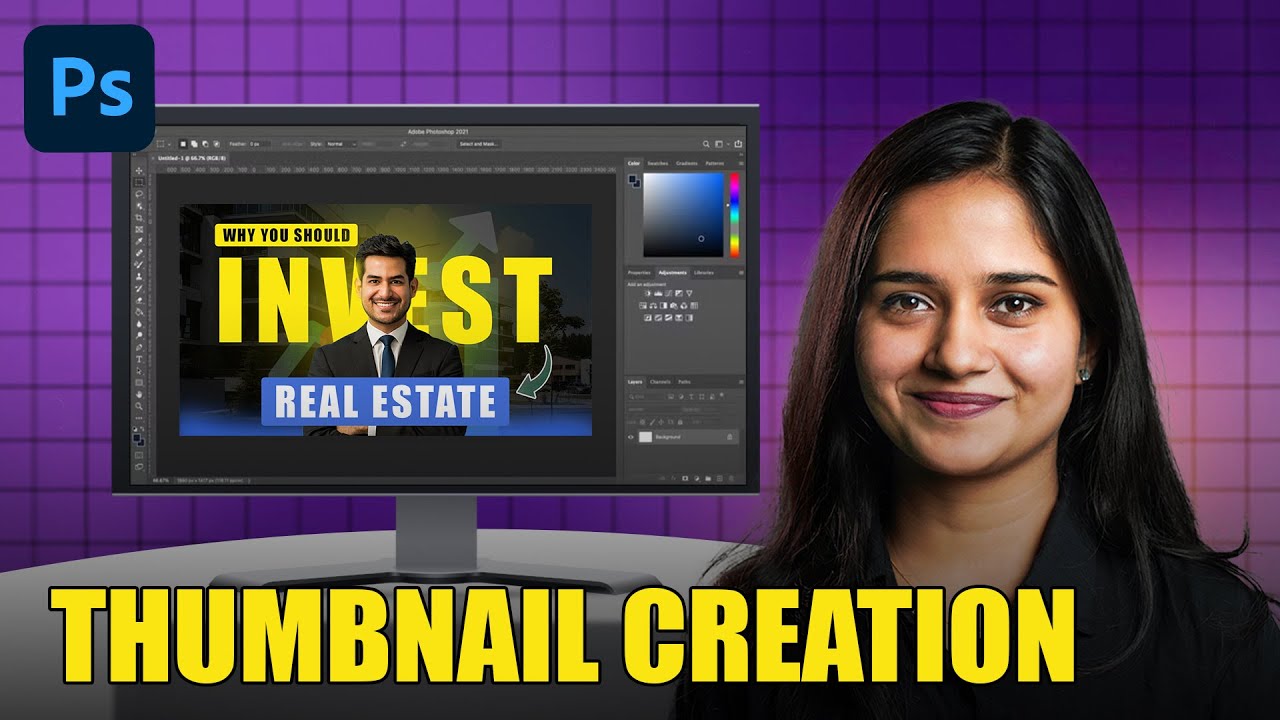 Как создать миниатюры для YouTube в Adobe Photoshop | Пошаговое руководство на тамильском языке
