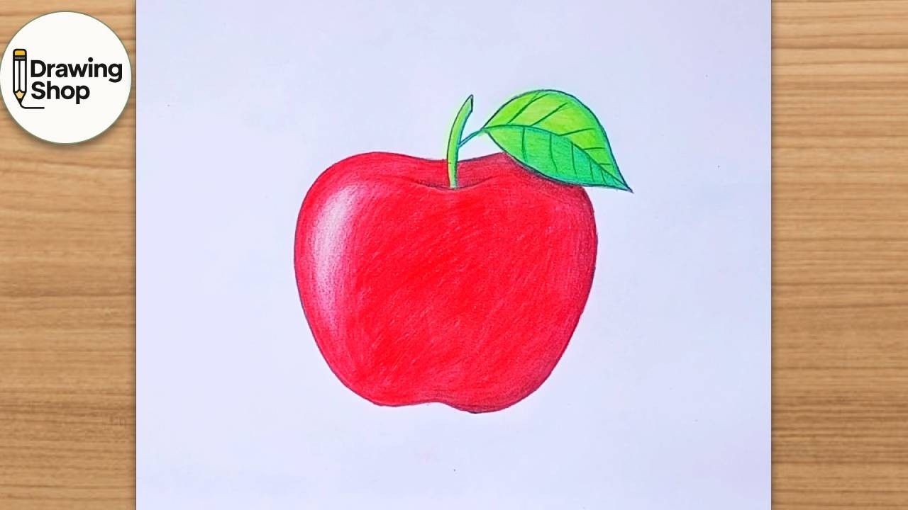 How to draw an Apple step by step || (easy drawing)