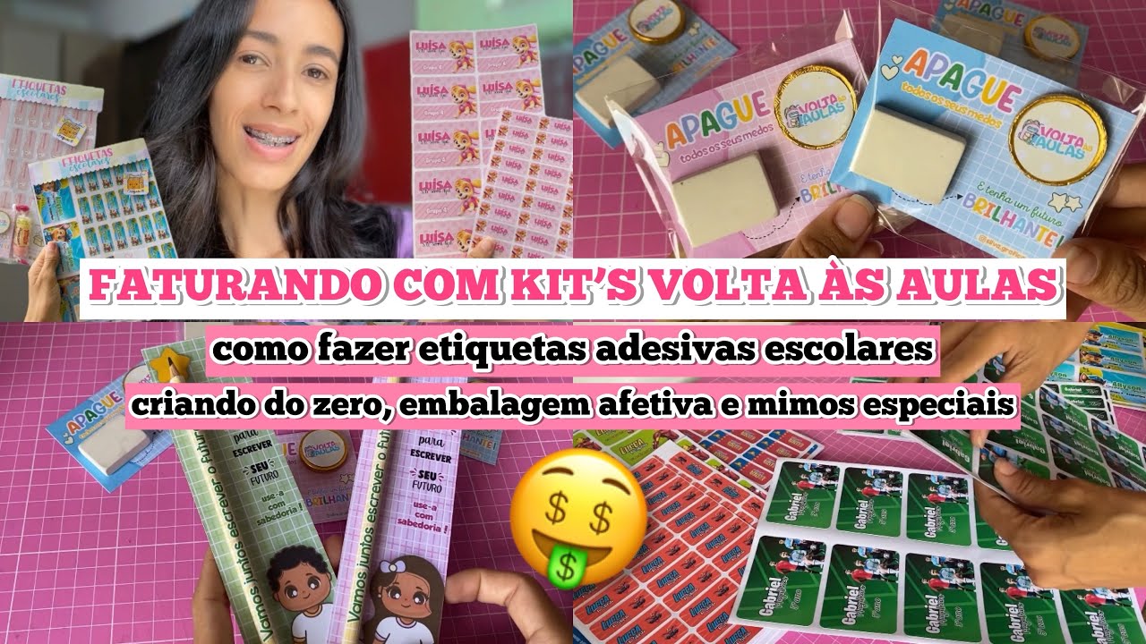 COMO EU FAÇO OS KITS DE ETIQUETAS ESCOLARES VOLTA ÀS AULAS | criação de arte | embalagem | mimo ✨