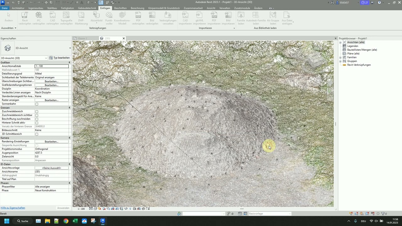 Topografie in Revit aus einer Punktwolke