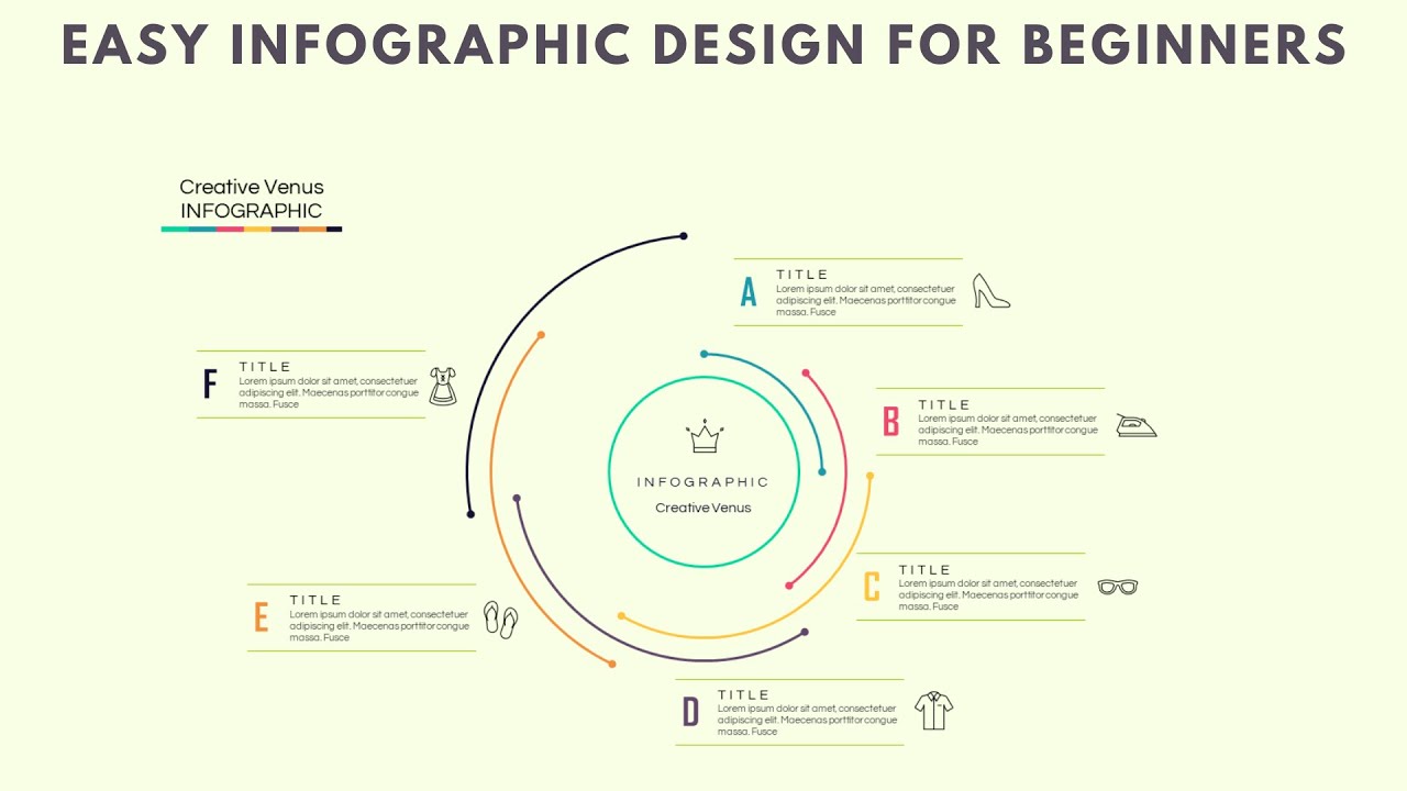 Easy 6 Steps Infographic Design for Beginners | Process, Points, Steps, Growth, List Design Tutorial