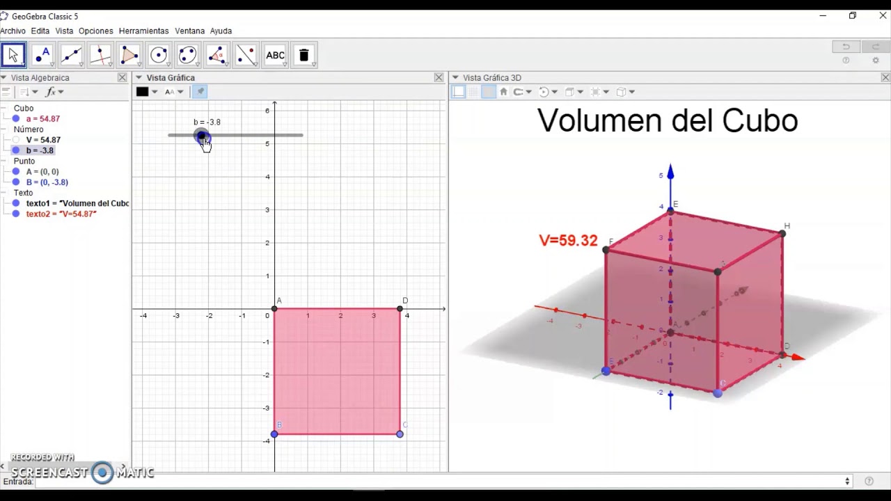 Volumen del Cubo con Geogebra