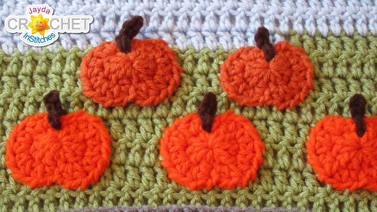 Crochet Pumpkin Patch Applique - Folk Art Calendar Blanket 2019 - October (1 of 2)