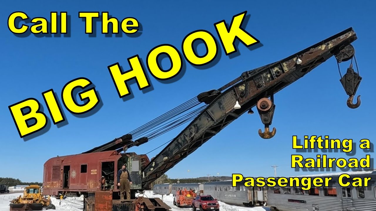 Railroad Wrecking Crane, DMIR X7, Inside Tour & Lifting A Great Northern Ranch Car