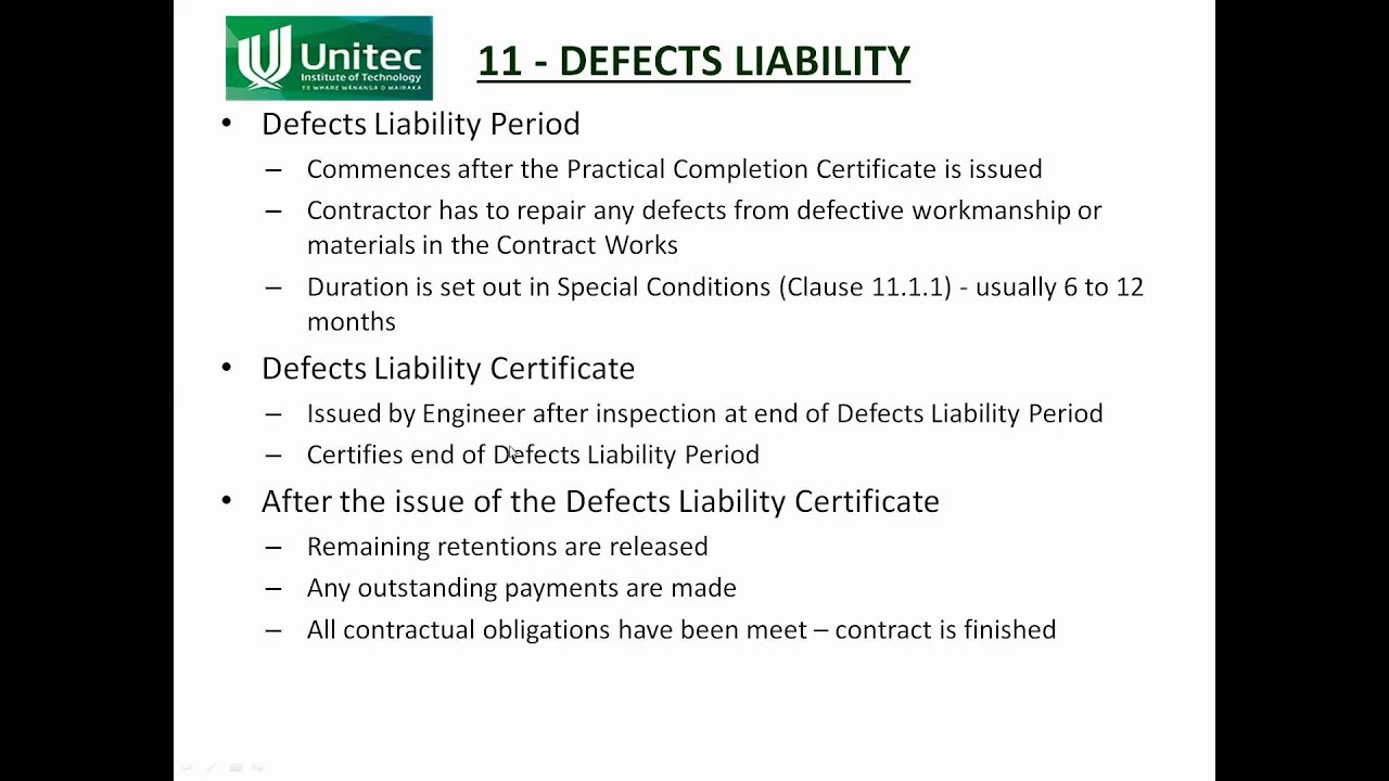 EM11j- Defects Liability