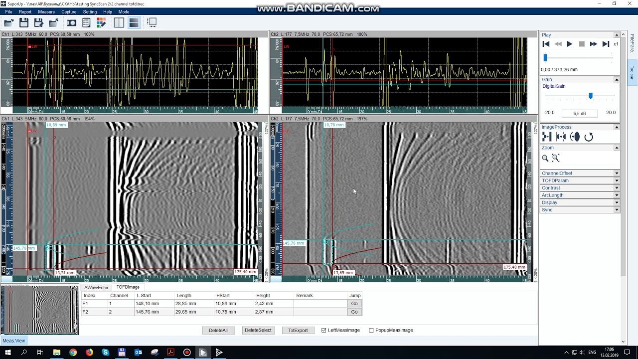 Расшифровка изображений, полученных с помощью TOFD-метода | SuporUp software for TOFD analysis on PC
