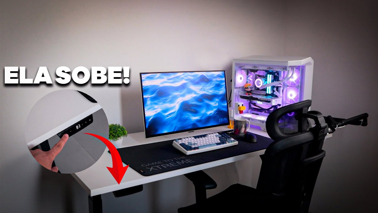 Mesa com Regulagem de Altura Slikdesk Lift: Vale Mesmo a Pena? Montei no Setup Gamer Branco