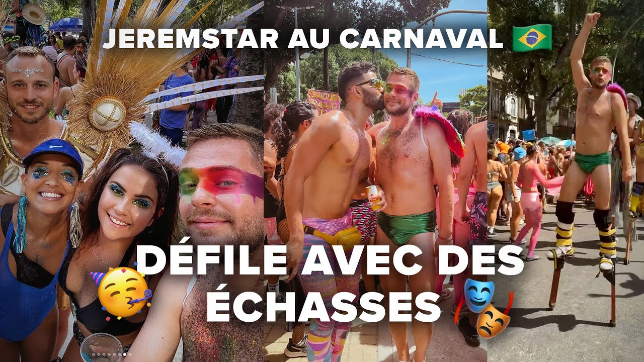 JEREMSTAR DÉFILE AVEC DES ECHASSES AU CARNAVAL DE RIO