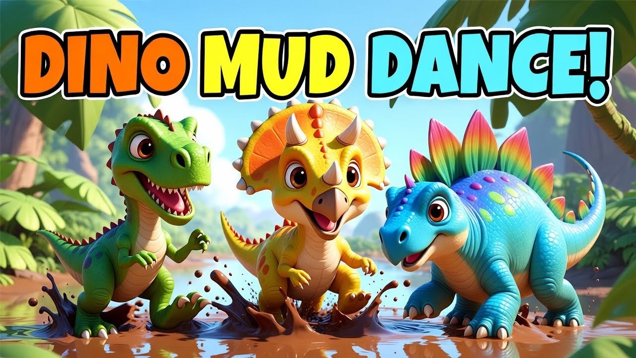 Dino Mud Dance Party! | Cute Dinosaur Song for Kids & Toddlers | Kids Jungle Show