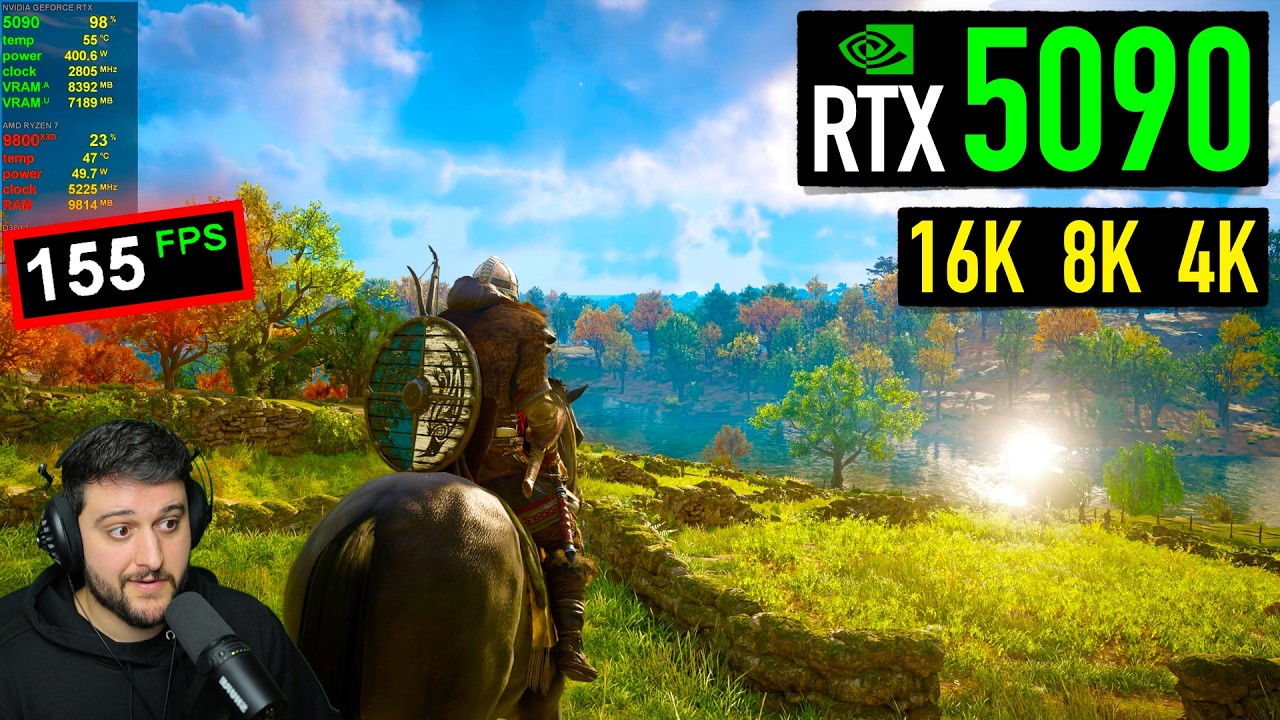 RTX 5090 - Assassin's Creed Valhalla - протестировано в разрешениях 4K, 8K и 16K!