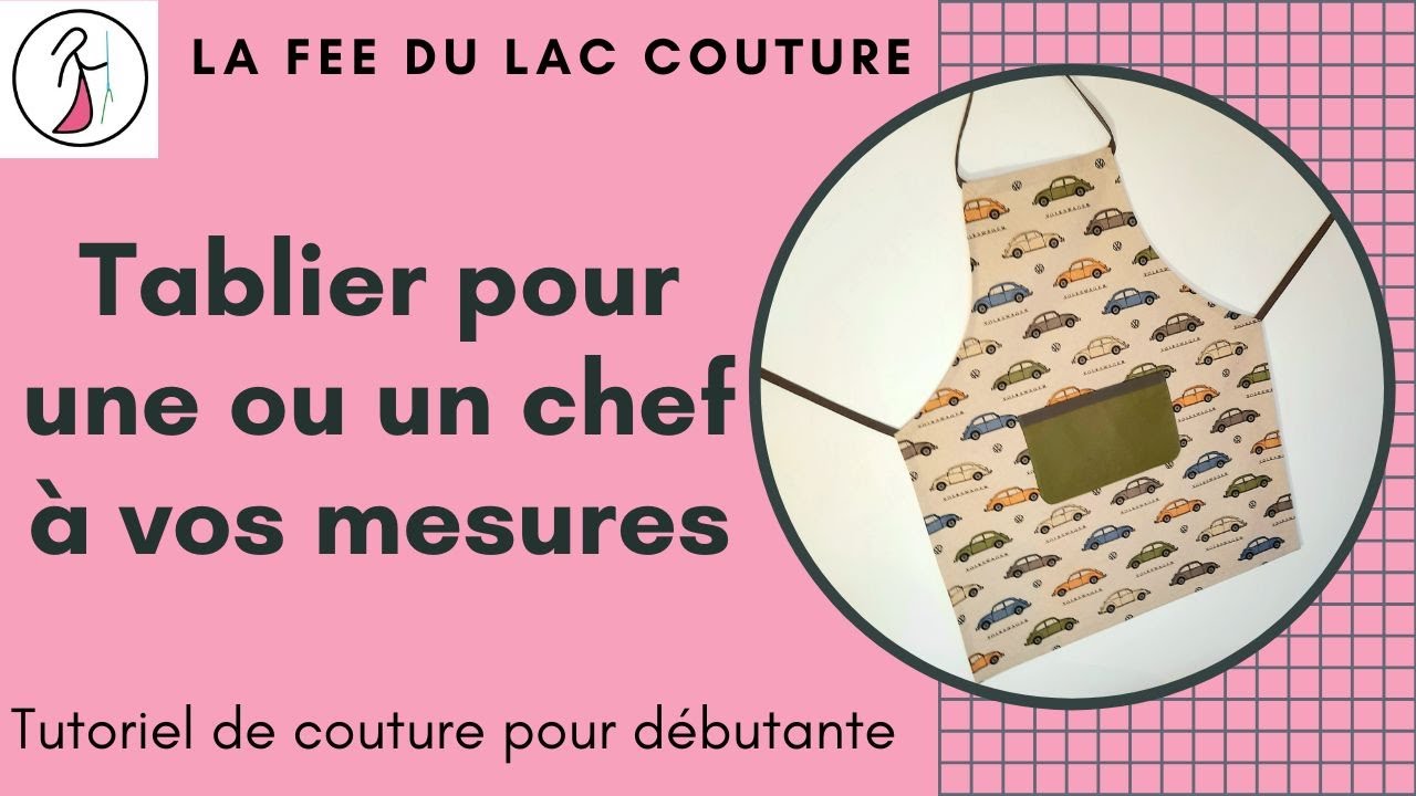 tablier pour une ou un chef &agrave; vos mesures et tr&egrave;s simple &agrave; coudre