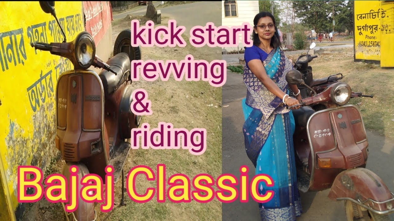 Bajaj Classic revving kick start and riding