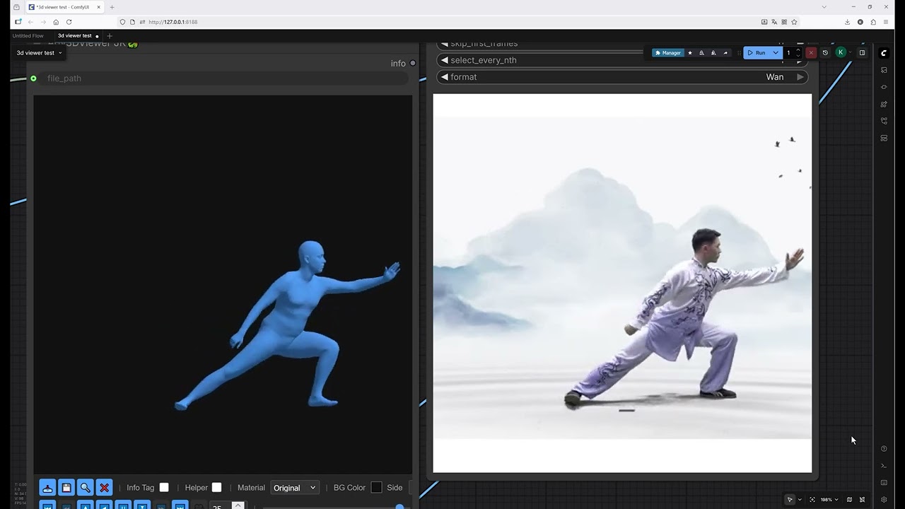 ComfyUI WanVideo update5.1: uses SAM3D Body to generate character motion model sequences.
