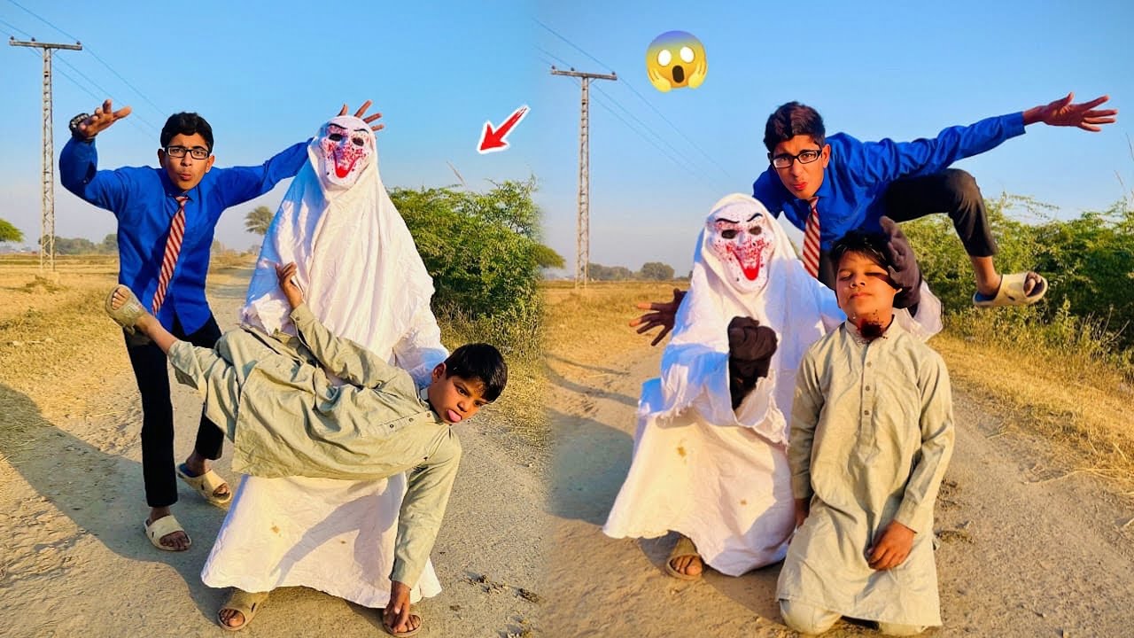 Ghost Face Vs school Boy 💀👹#bhoot #comedybhoot #ghost 