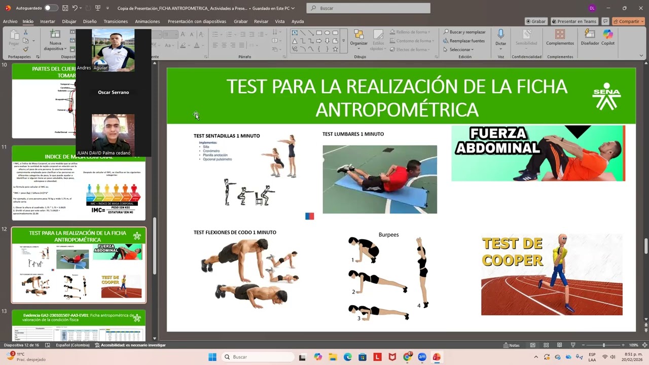 Test para realización de la ficha antropometrica