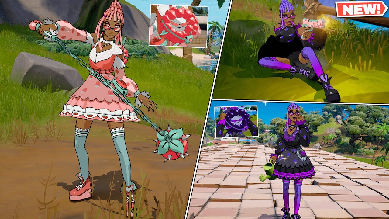 *NEW* Fortnite BELLE BERRY SKIN GAMEPLAY ! (Survey Anime Outfit)