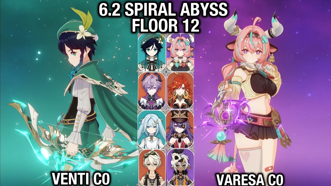 Venti C0 Premium & Varesa C0 Hypercarry | 6.2 Spiral Abyss Floor 12 | Genshin Impact 