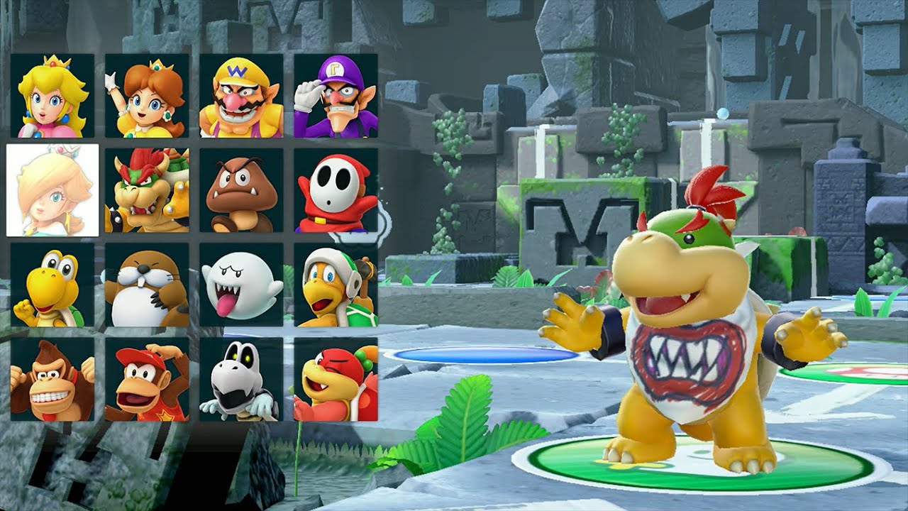 Super Mario Party - Bowser Jr. vs Mario vs Luigi vs Yoshi - Whomp's Domino Ruins