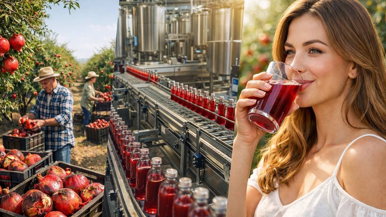 Inside the Pomegranate Juice Factory From Field to Bottle (Full Process)