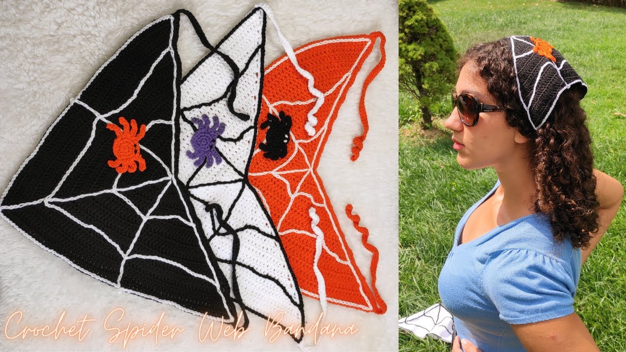 CROCHET SPIDER WEB BANDANA FOR HALLOWEEN | EASY CROCHET SPIDER WEB BANDANA HALLOWEEN COSTUME