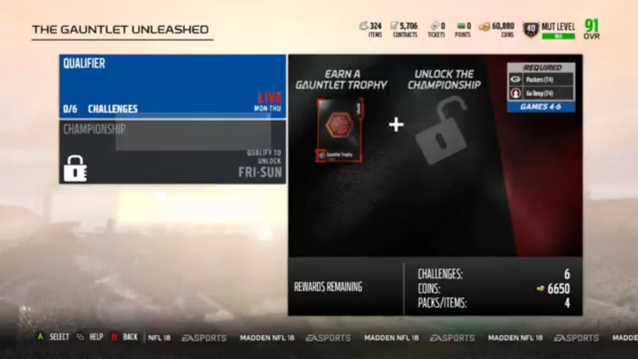 Madden 18 Ultimate Team - Week 18 Gauntlet Unleashed Information and Rewards - GB and Go Deep Tier 4