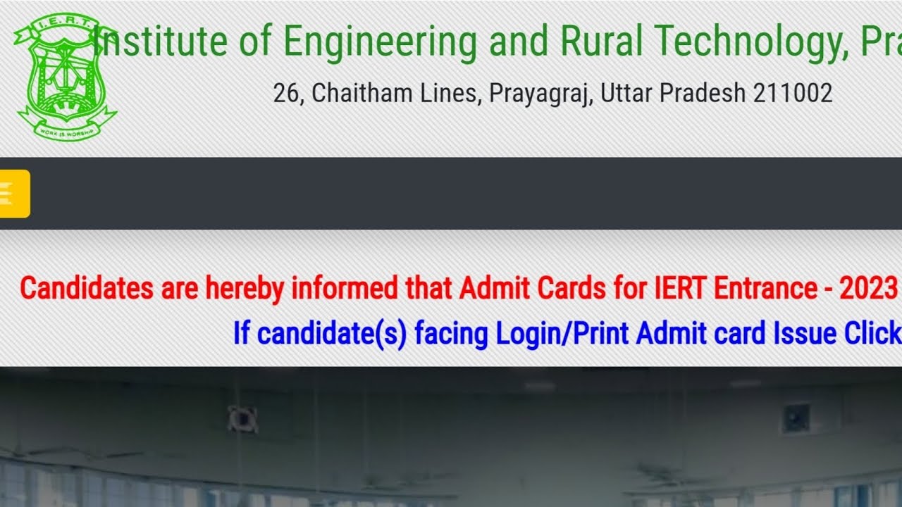 Iert Entrance 2023 admit card Download Now  officially updated