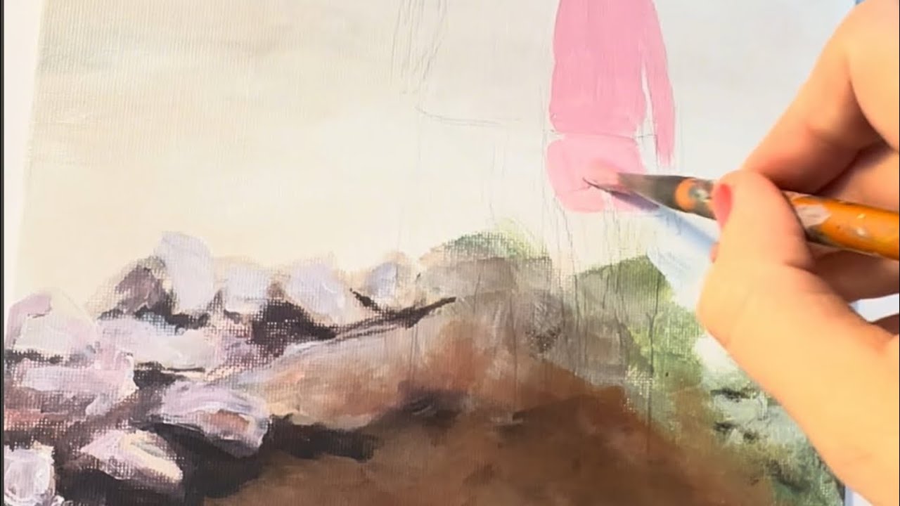 Easy Acrylic Painting Tutorial for Beginners | Soft Abstract Landscape