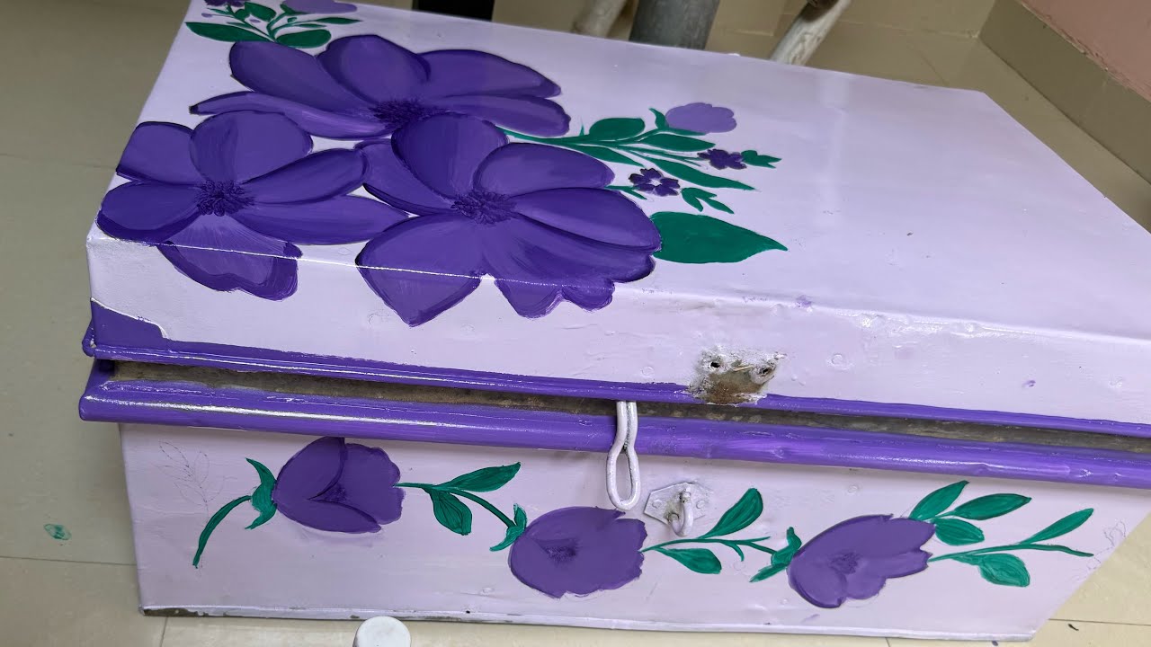 Diy old trunk❤️🪻part-1| reuse of your dadu’s trunk| #diy #viralvideo #trendingshorts #art #painting.