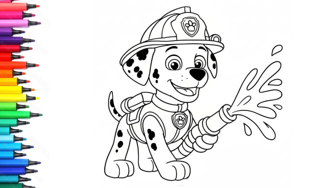 Marshall Paw Patrol Drawing, Painting & Colouring for Kids and Toddlers_ Child Art | Paw Patrol
