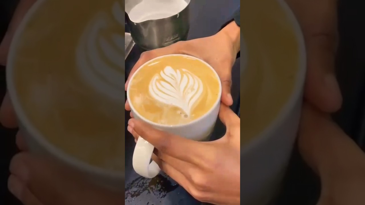 Basic Latte art design 🍂🌿#starbucks #latte #art #shorts #reels