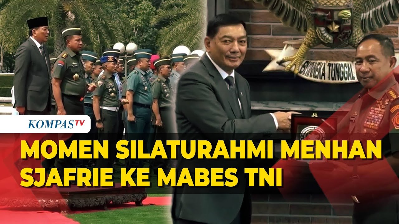 Momen Silaturahmi Menhan Sjafrie ke Mabes TNI Disambut Upacara Militer