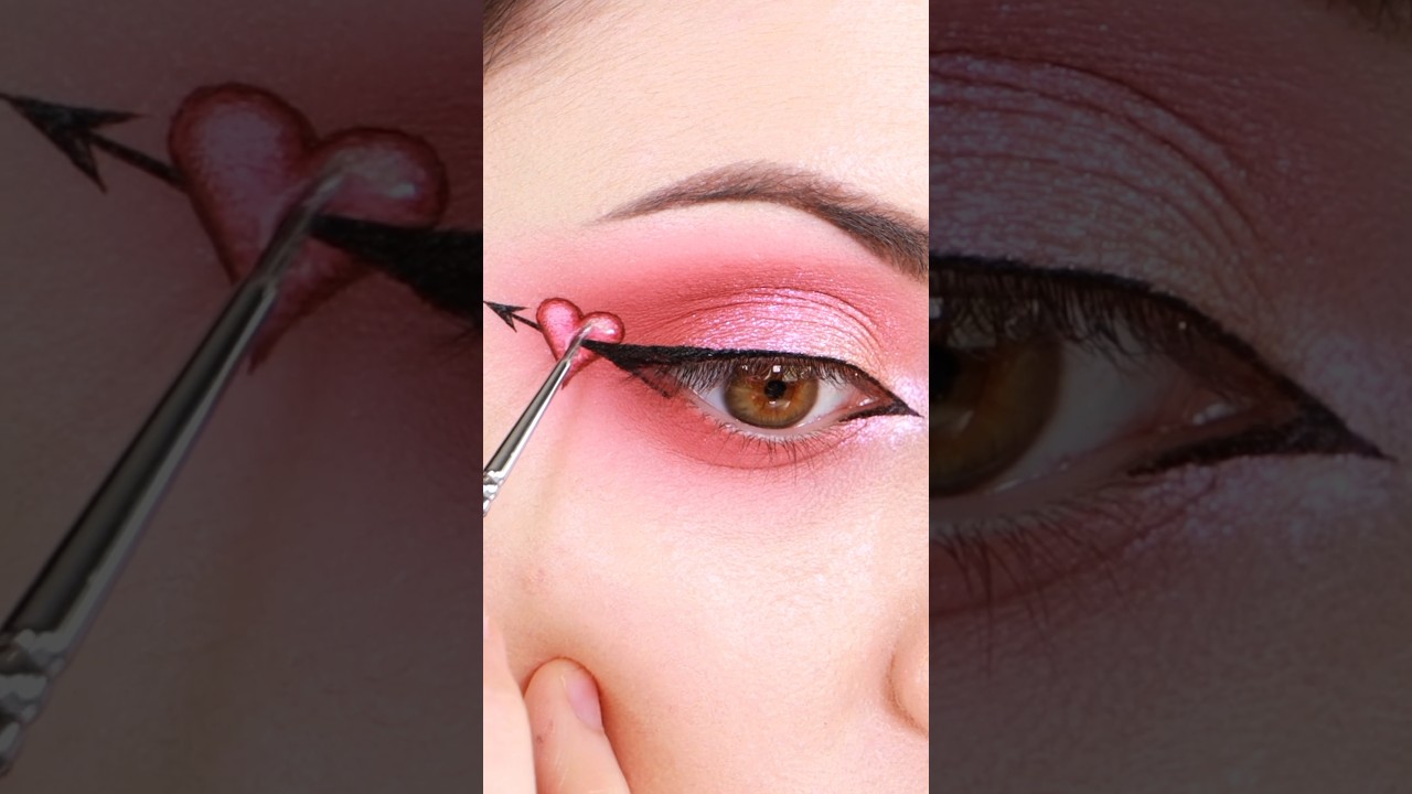 VALENTINES DAY EYELINER💘 #valentinesdaymakeup #eyeliner #valentinesmakeup #valentinesday2024 #cupid