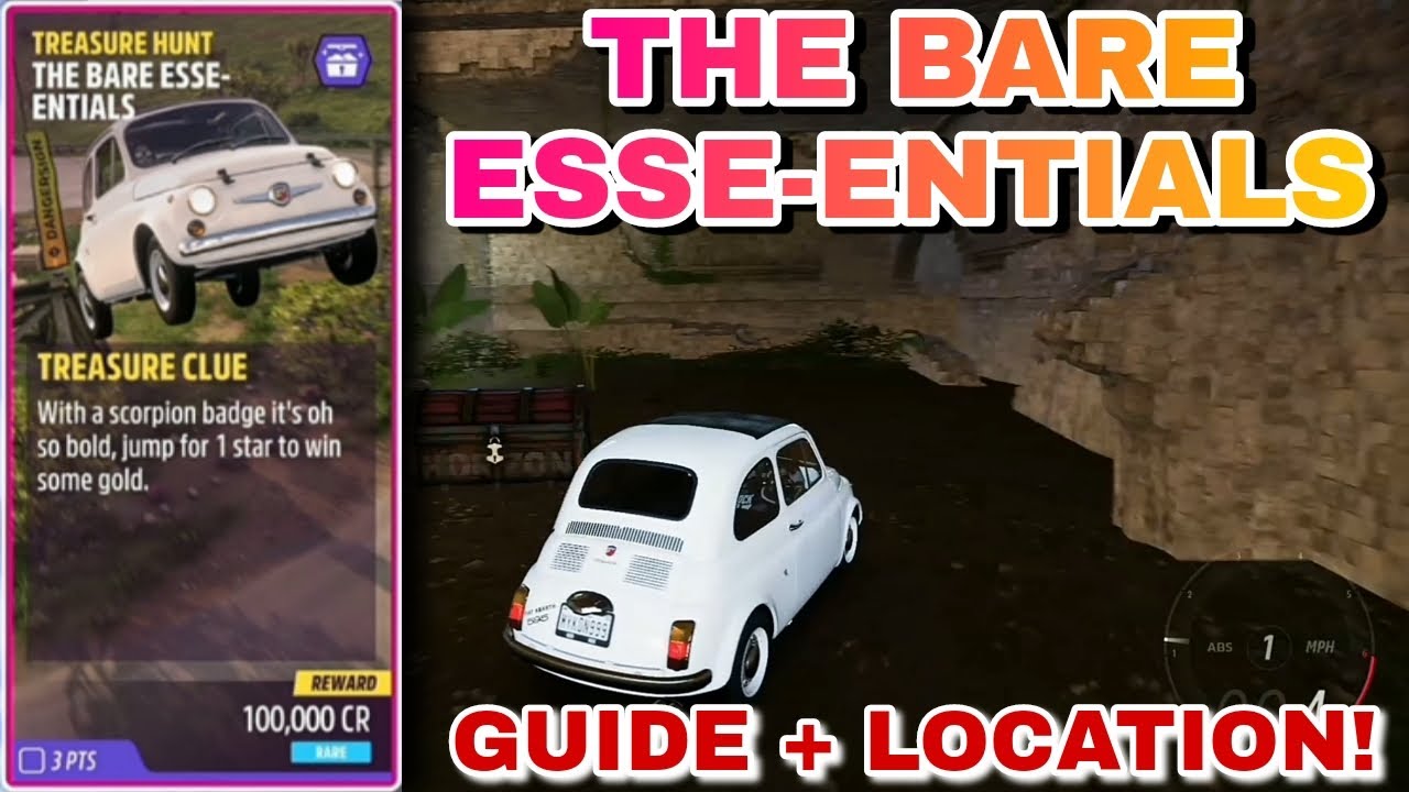 Forza Horizon 5 - THE BARE ESSE-ENTIALS Treasure Hunt Guide and Location | With a scorpion badge