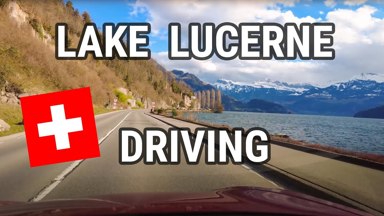 Driving in Switzerland: Vierwaldstättersee (Lake Lucerne)Tesla Model 3
