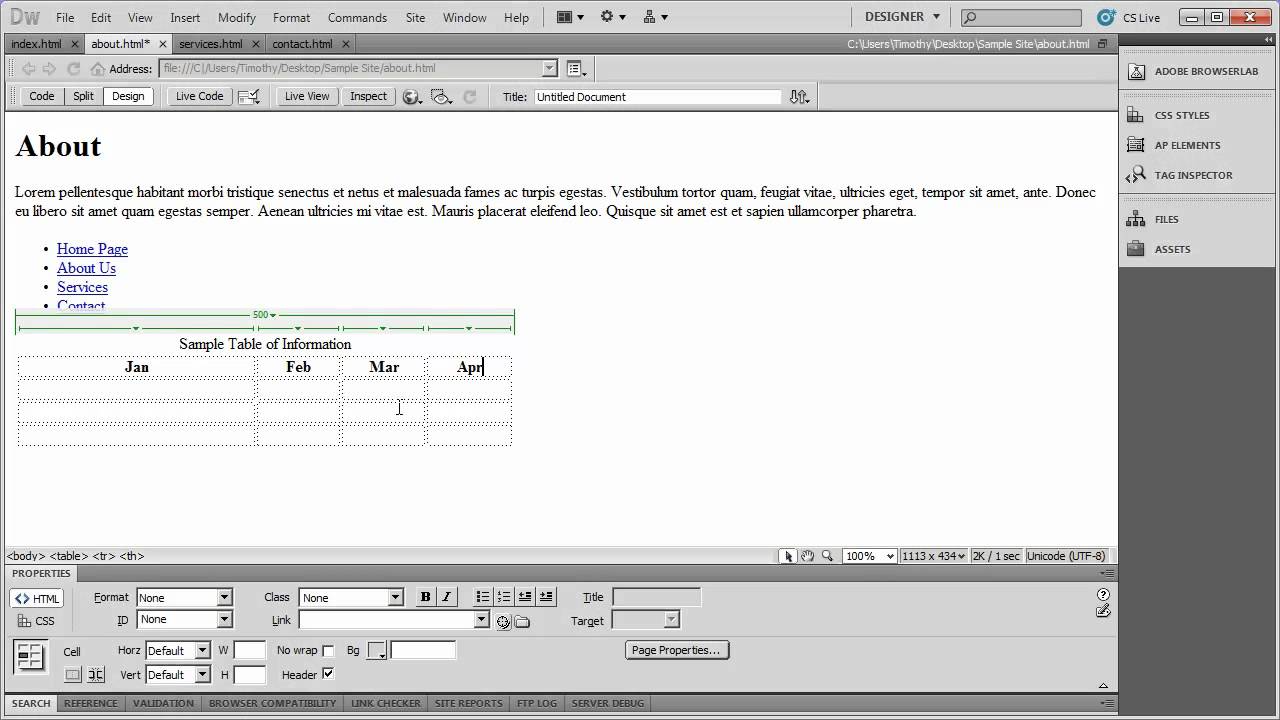 6 - Introduction to Dreamweaver Tutorial (CS5)