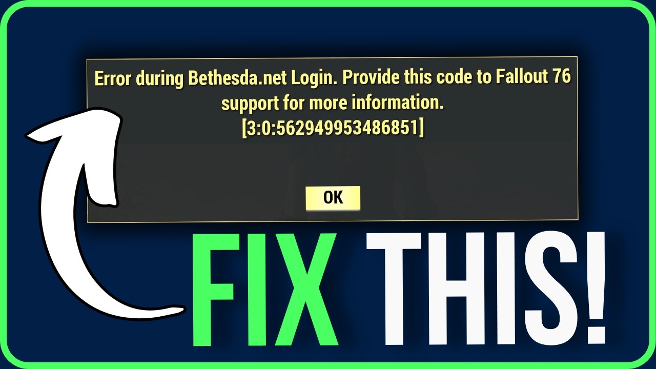 ERROR DURING BETHESDA NET LOGIN ERROR CODE 3 0 5629 [FIXED] | Fallout 76 Error Can't Login Problem