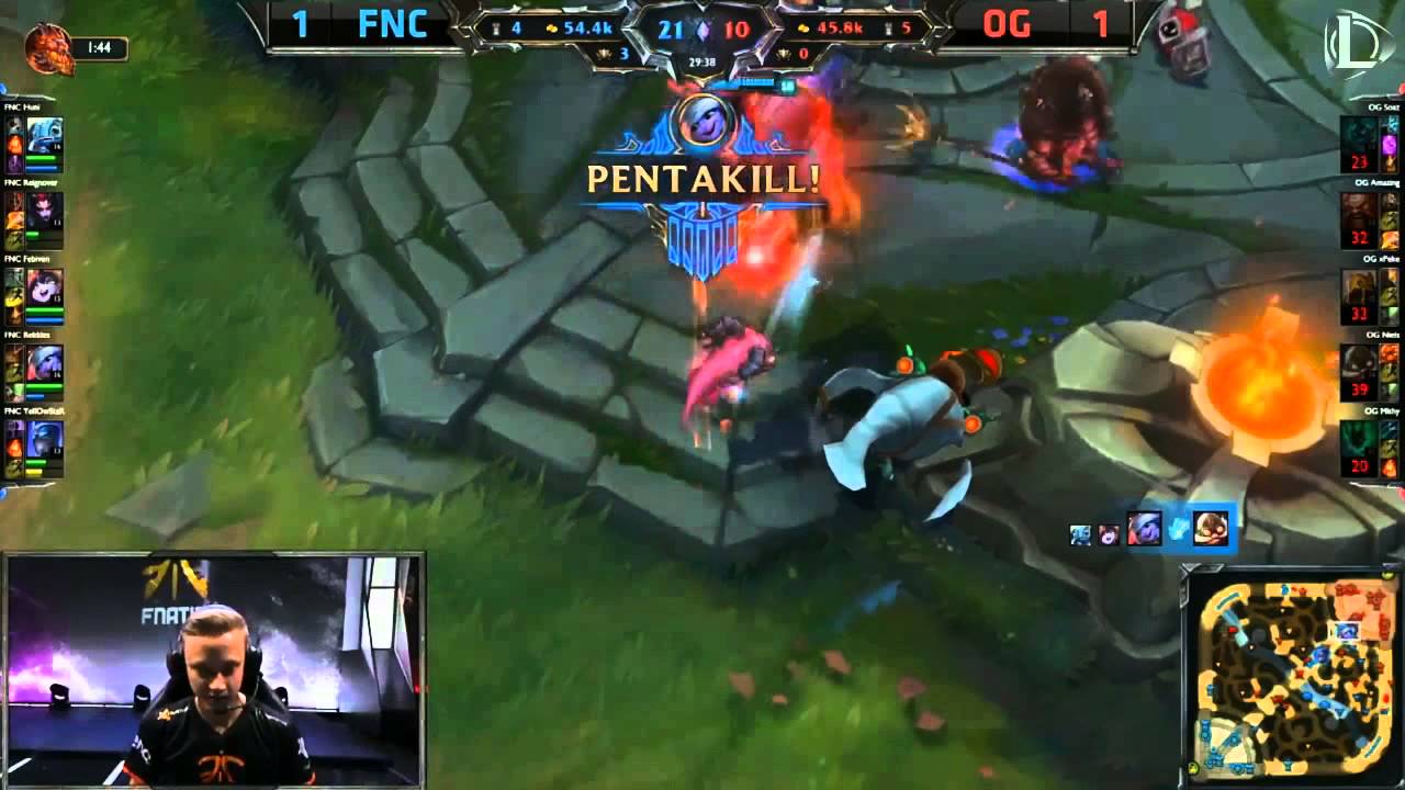 Pentakill Rekkles vs Origen LCS EU SUMMER SPLIT FINAL