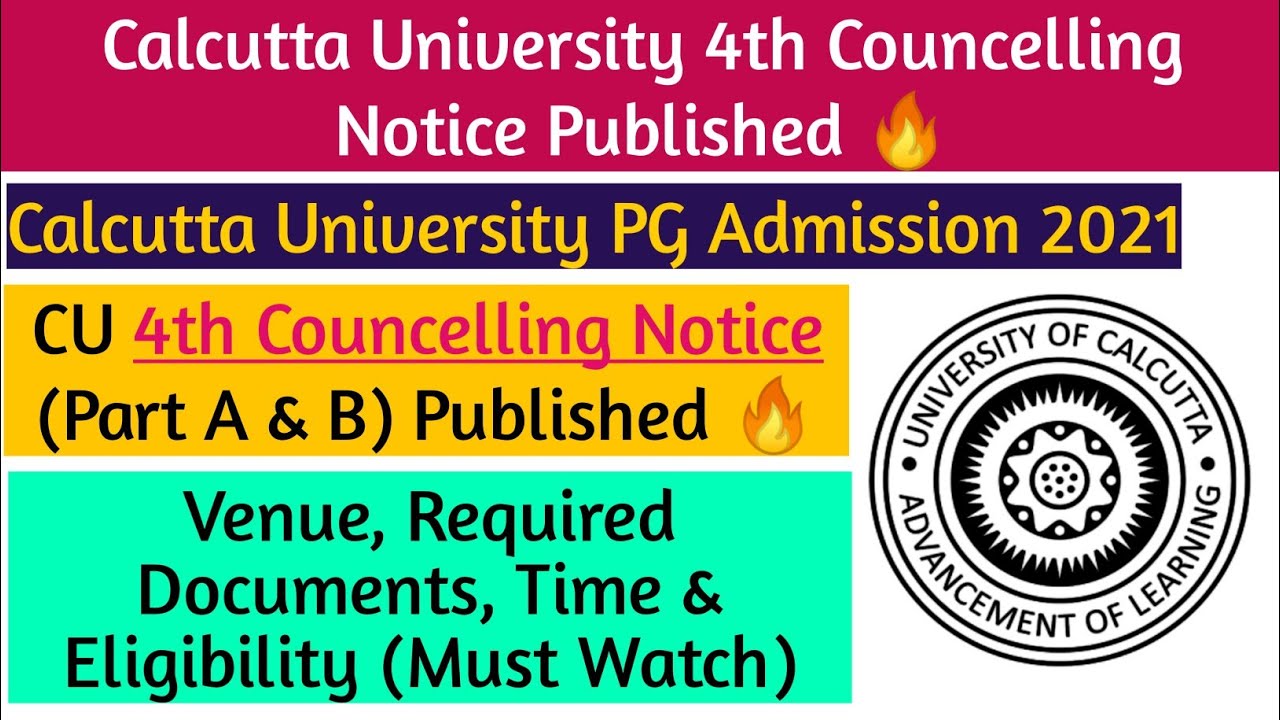 CU 4th Councelling Notice Published🔥|Part A & B|Venue,Date,Time & Required Documents|CU PG Admission