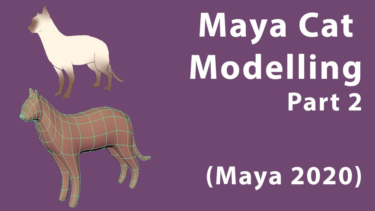 Maya 2020, Modelling a low poly cat using reference image - part 2