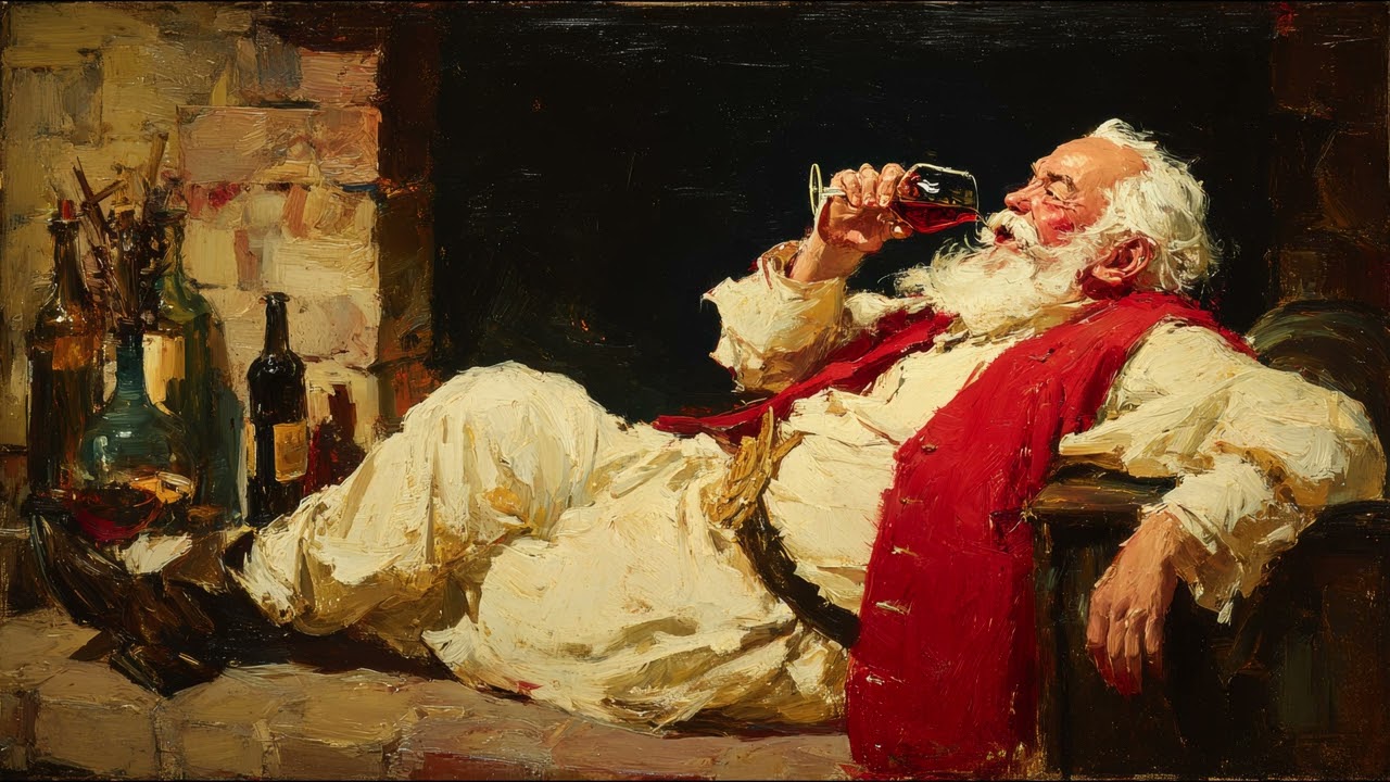 Funny Santa Drinking Wine TV Art 4K 🎄🍷 | Cozy Holiday Laughs | Christmas Decor & Screensaver