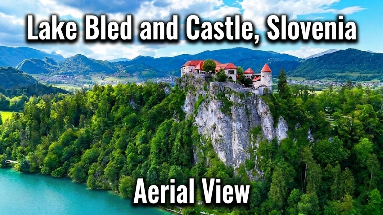 Bled castle and lake, Slovenia - Aerial video