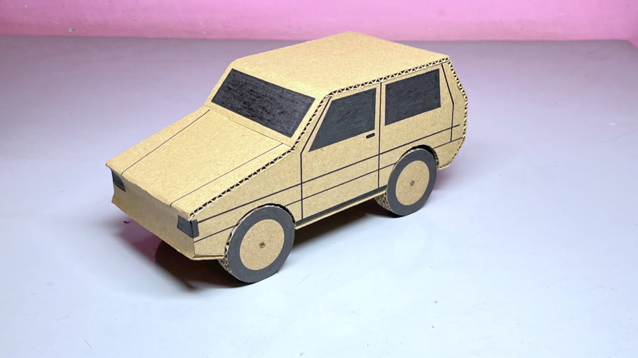 How to make a cardboard Car with dc motor and 9 v battery with holder.