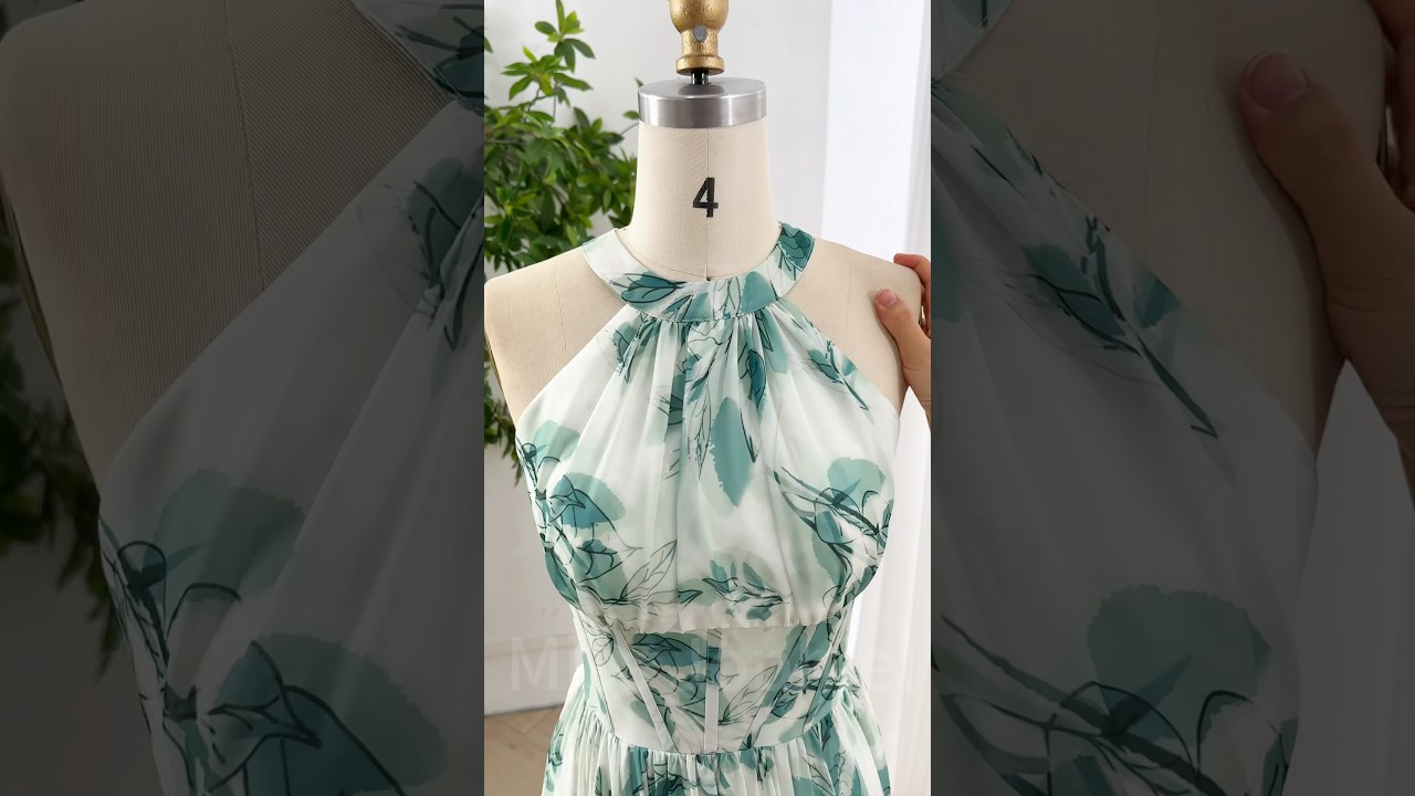 Making a halter corset floral chiffon maxi dress #dress #gown #fashion #sewing #creative #prom