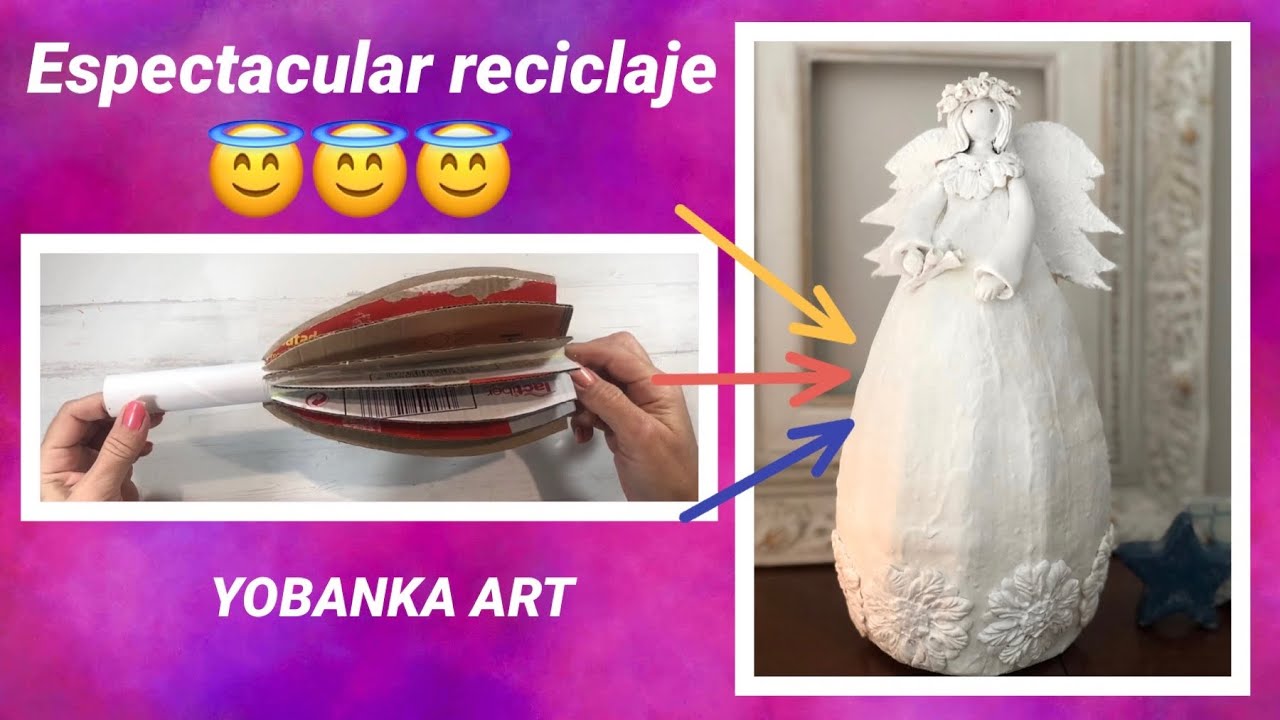 UN ÁNGEL 👼 con CARTÓN y CEMENTO / Manualidades con RECICLAJE  *YOBANKA ART*