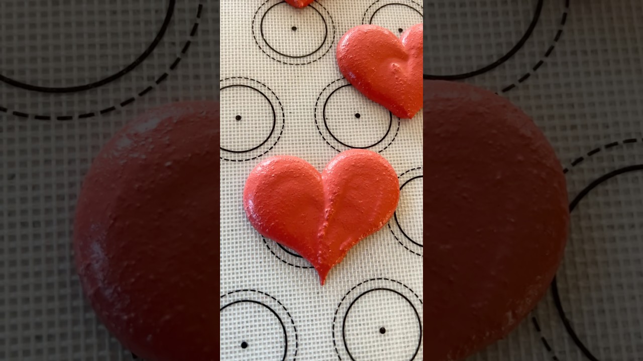 How to pipe Heart Shaped Macarons #macarons #frenchmacarons #heartcookies #heart #dessert #baking