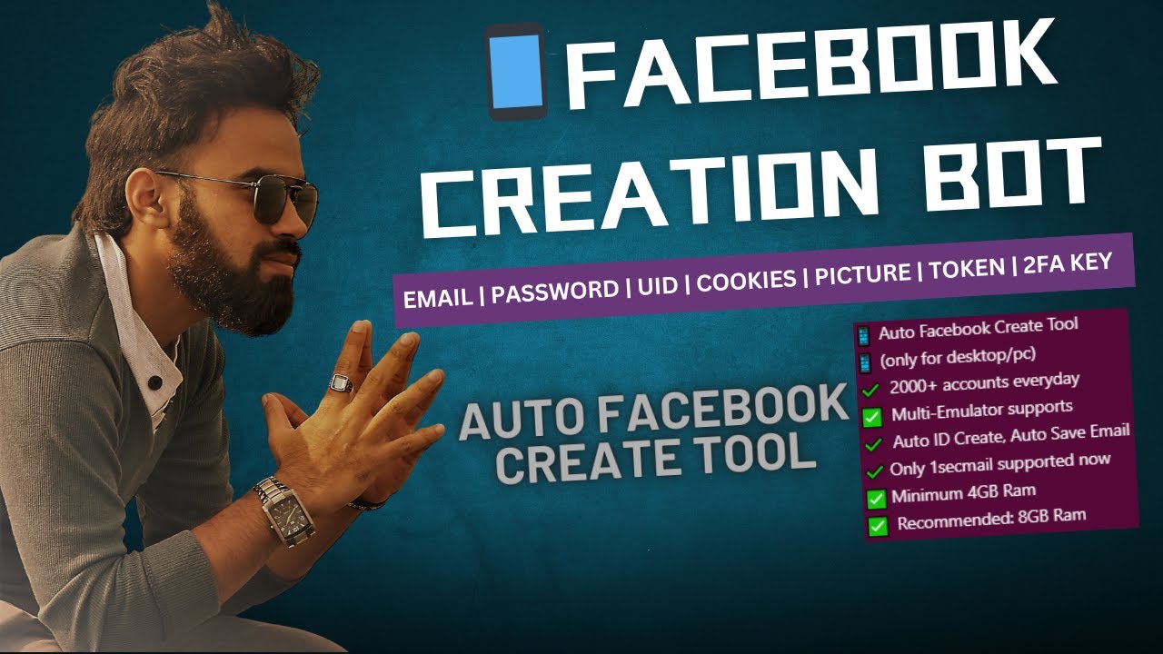 📱 Auto Facebook Create Tool। Email | Password | Pictures| UID | Cookies | Token | 2FA Key