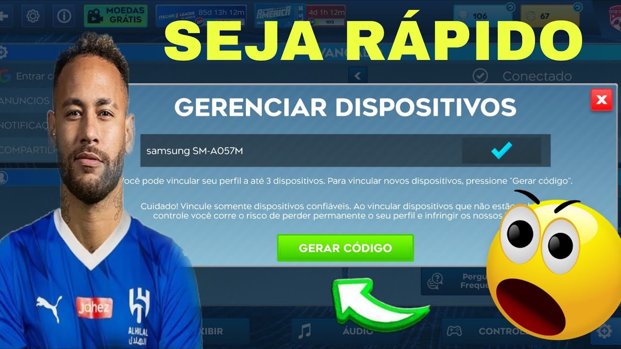 GERANDO CÓDIGO de uma CONTA TOP com NEYMAR no DLS 26 😃