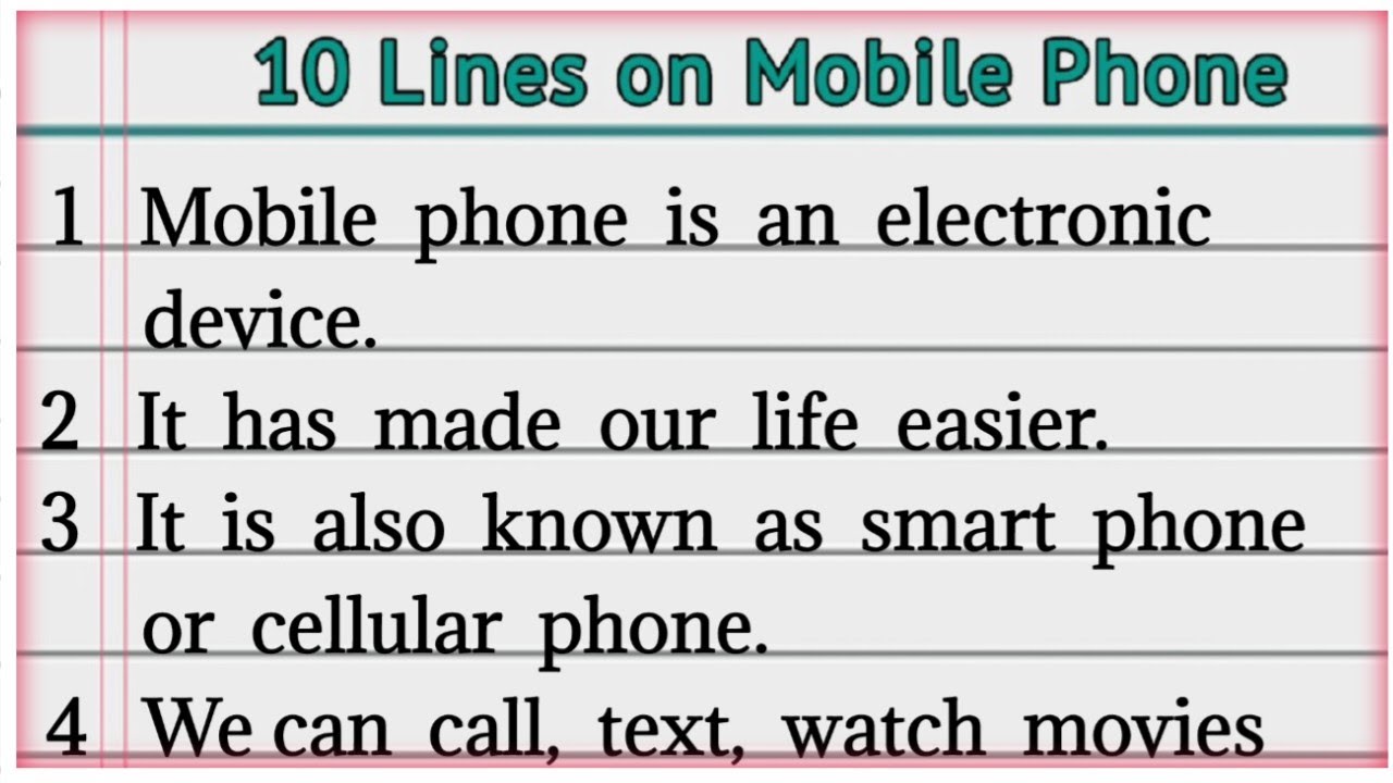 10  Lines on Mobile Phone 📱 | Eassy on Mobile Phone in English