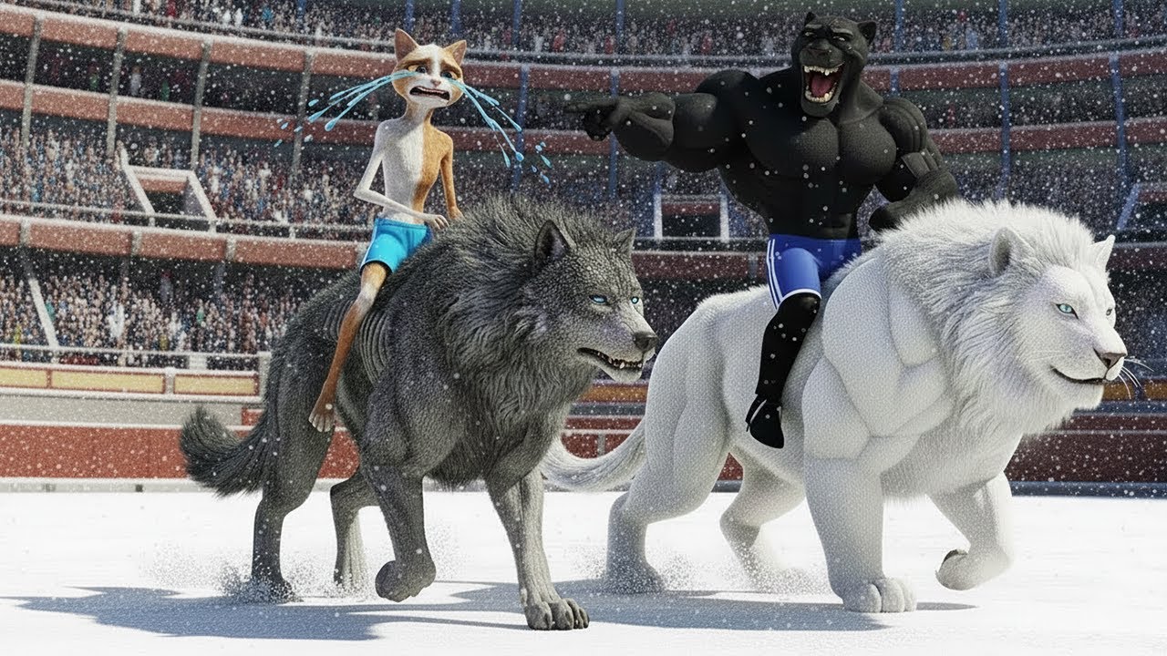 Skinny Cat Wins The Race Between Wolves And Lions – The Most Emotional Transformation Ever!