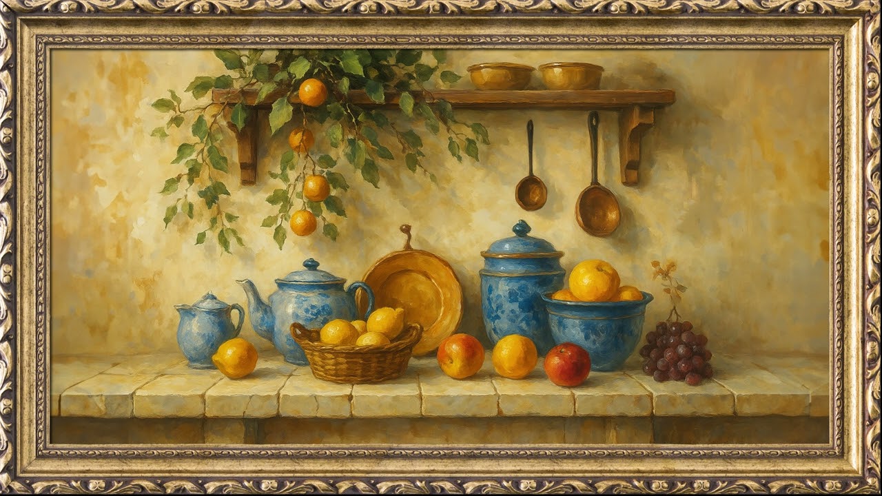 Warm Kitchen Still Life Painting | 8 Hours Framed Art | 4K | TV Wallpaper